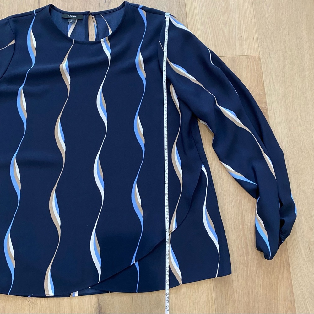 Alfani | Navy Crossover Hem Long Sleeve Blouse NWT - Picture 10 of 12